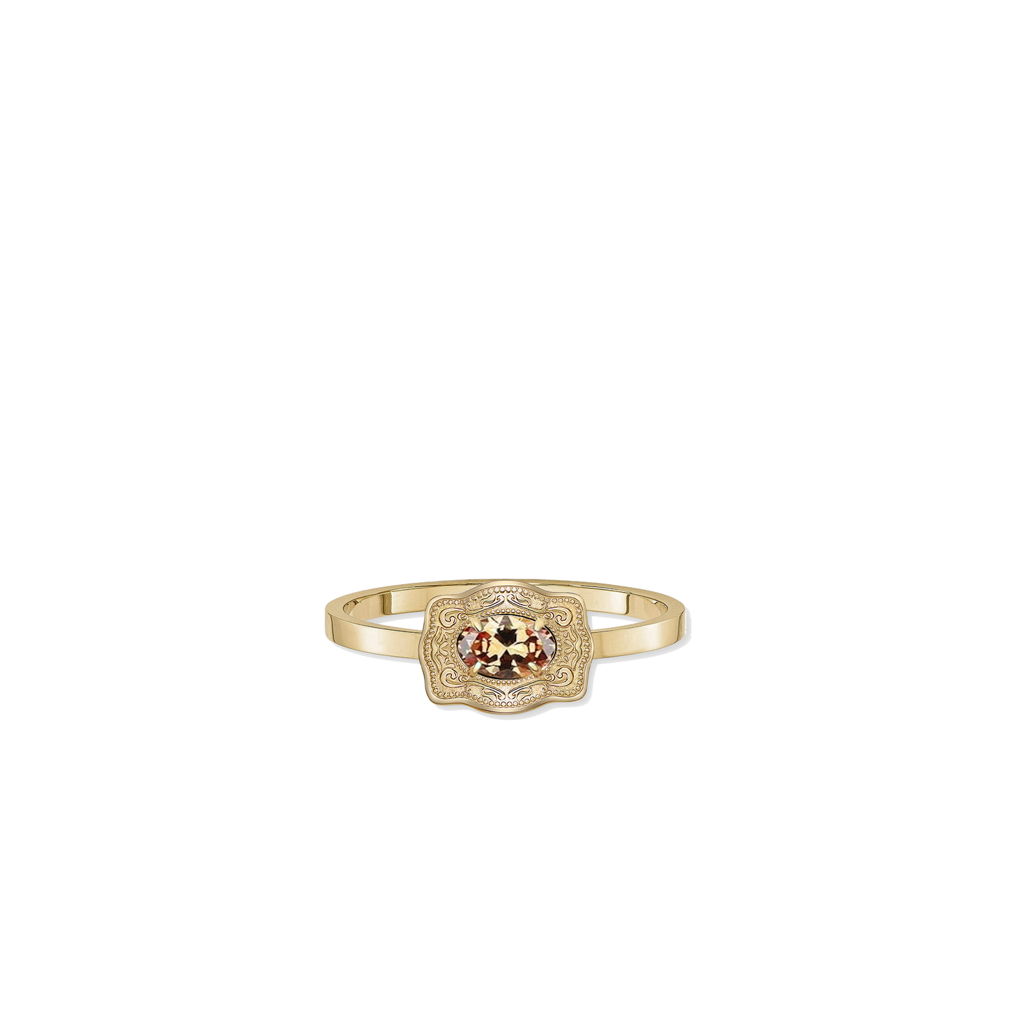 Ultra Mini Belt Buckle Birthstone Ring - Gold