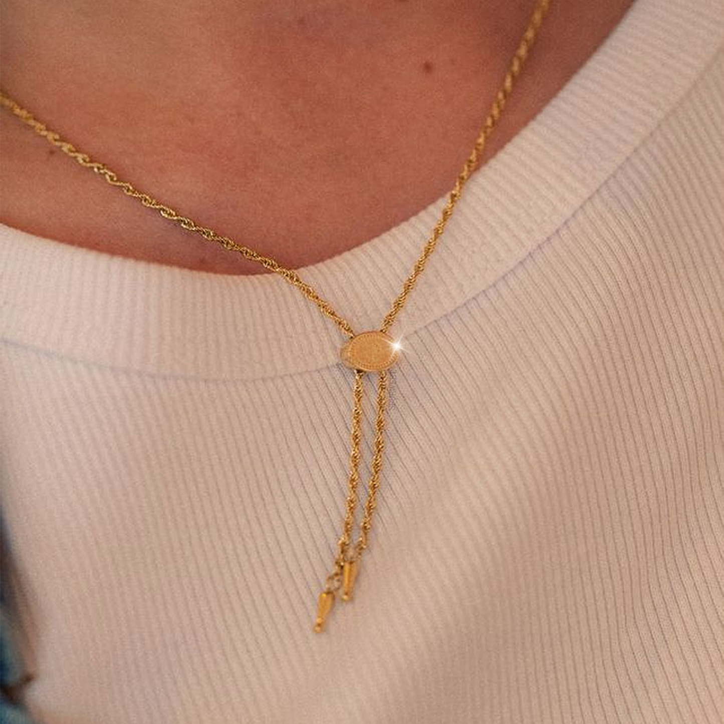 Annley Bolo Tie Necklace - Gold