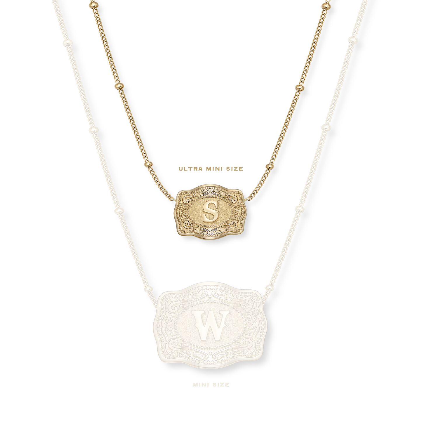 SpurWest Ultra Mini Belt Buckle Necklace (Initial) - Gold