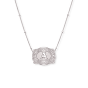 Initial mini belt buckle necklace in silver - SpurWest western jewelry
