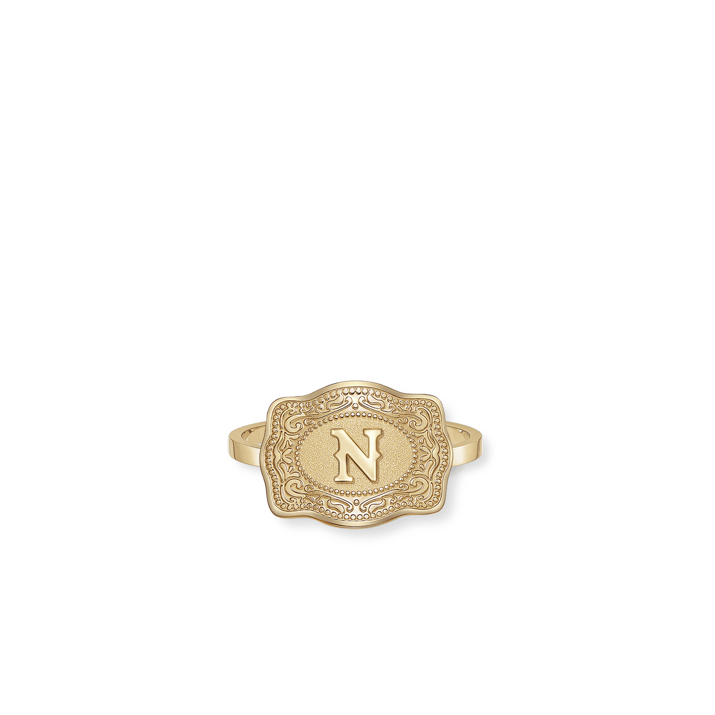 Initial Mini Belt Buckle Ring - Gold